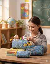 Set of 3 cosmetic bag/pouches with waterproof lining
