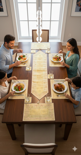 Banarasi Table Set with 1 Runner, 6 mats and 6 coasters