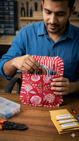 Handcrafted Quilted Wallet Clutch for Women - Passport, Card & Cash Holder