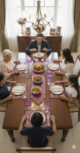 Banarasi Table Set with 1 Runner, 6 mats and 6 coasters