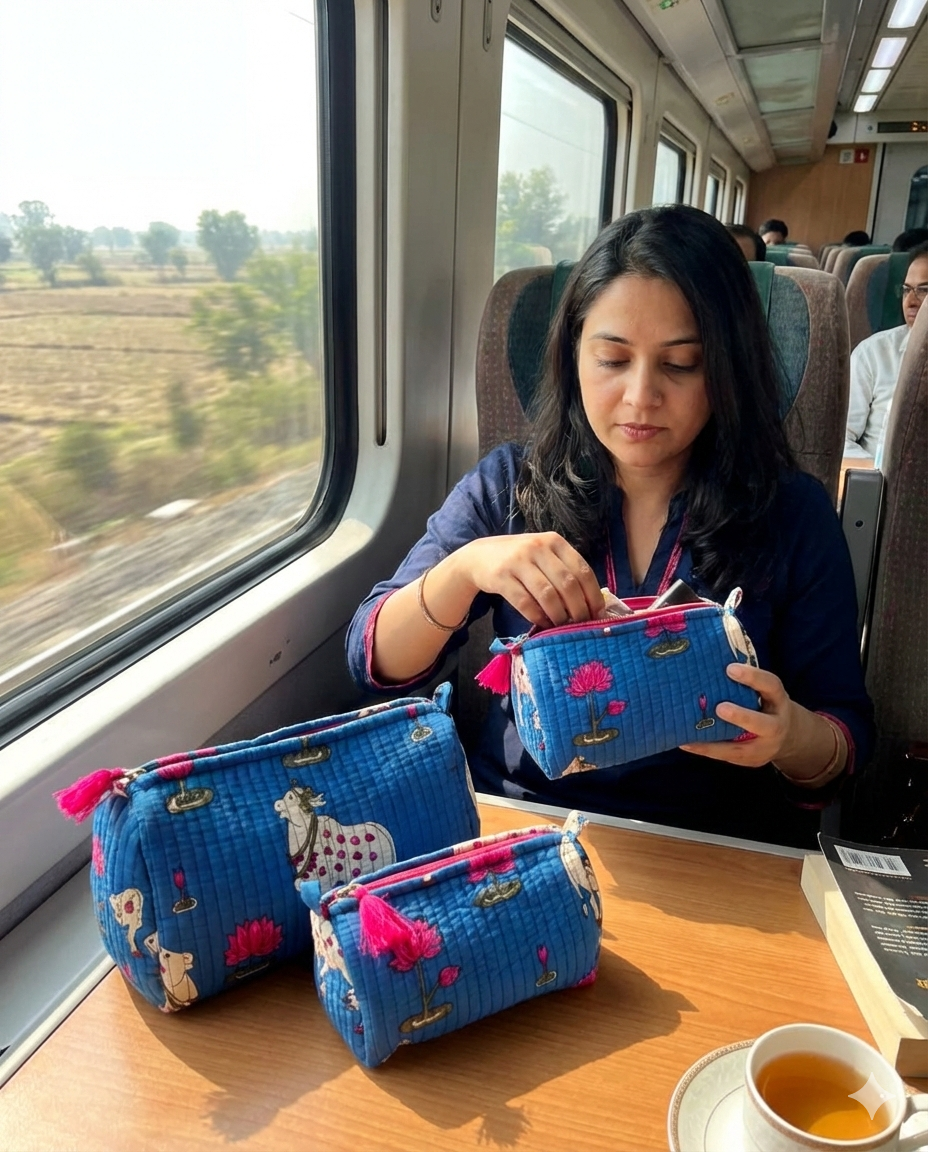 Set of 3 cosmetic bag/pouches with waterproof lining