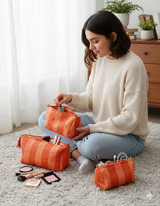 Set of 3 cosmetic bag/pouches with waterproof lining