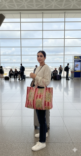 Handblock Printed Quilted Tote Bag without zip/button 17x18x 6 inches