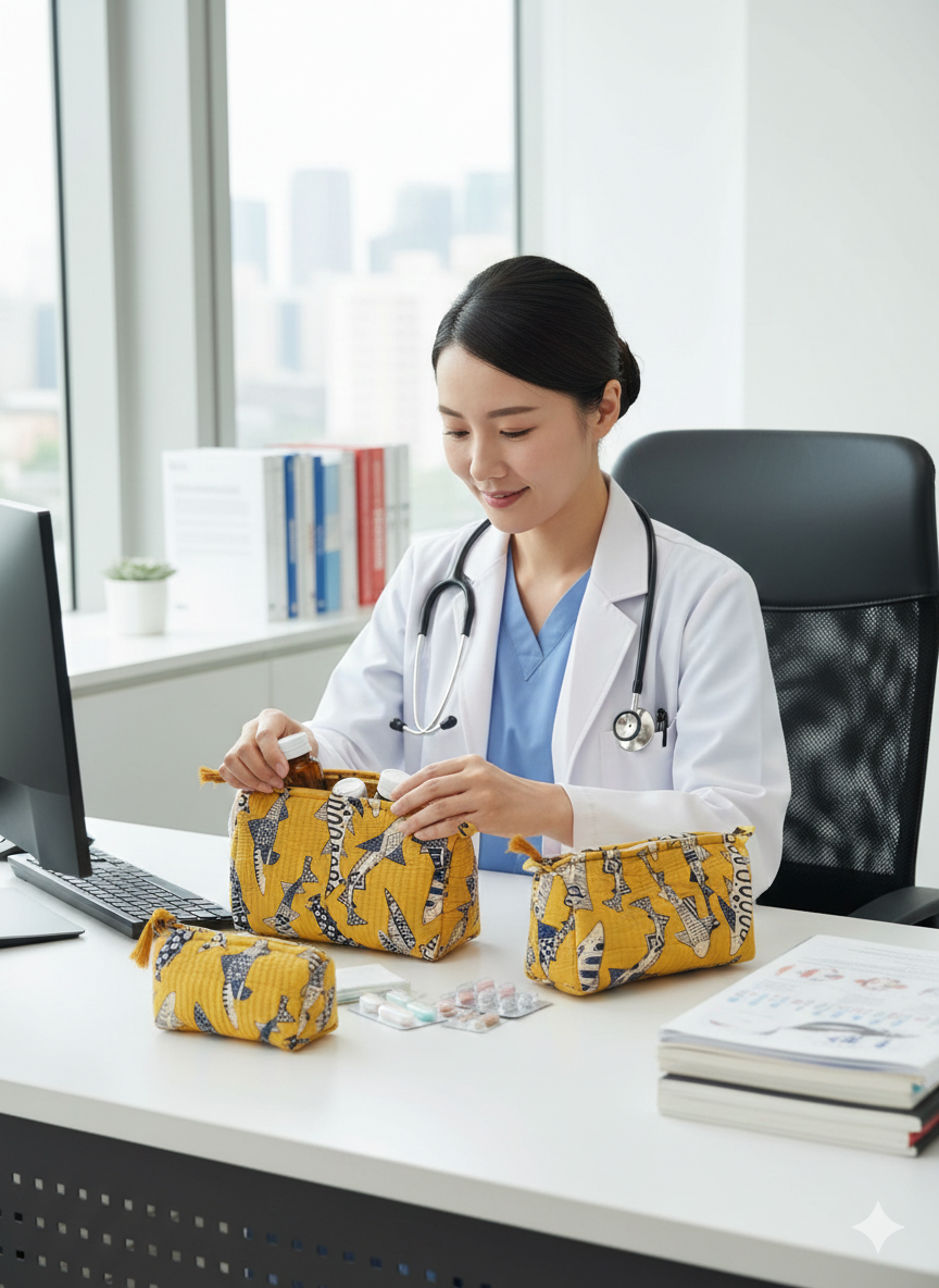 Set of 3 cosmetic bag/pouches with waterproof lining