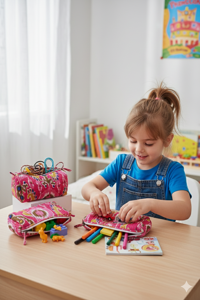 Set of 3 cosmetic bag/pouches with waterproof lining