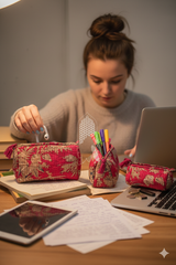 Set of 3 cosmetic bag/pouches with waterproof lining