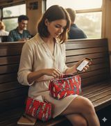 Set of 3 cosmetic bag/pouches with waterproof lining