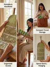 Handcrafted Travel Jewelry Organizer Roll | Artisan Fabric Jewelry Pouch