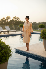 Waffle Cotton Premium Plain Style Unisex Bathrobe - Free Size