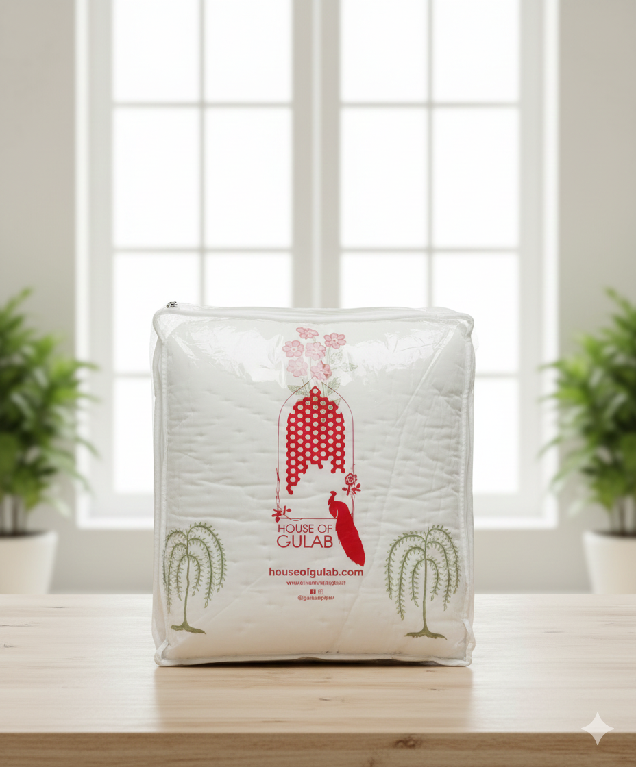 Double King Handblock Printed Cotton Jaipuri Razai/Quilt