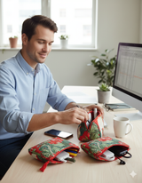 Set of 3 cosmetic bag/pouches with waterproof lining