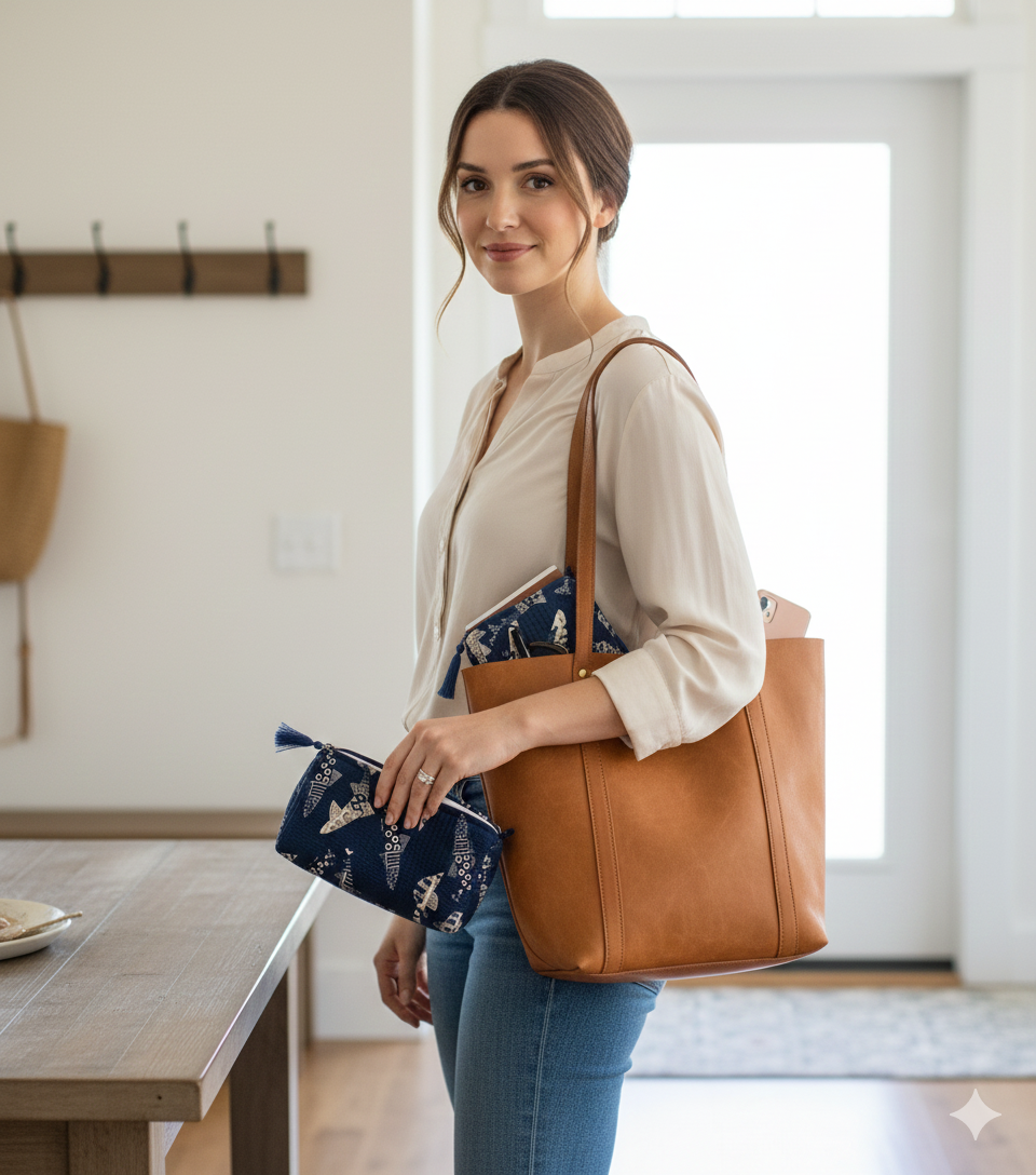 Set of 3 cosmetic bag/pouches with waterproof lining