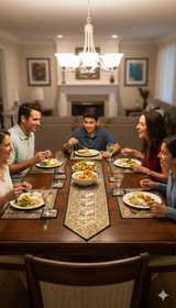 Banarasi Table Set with 1 Runner, 6 mats and 6 coasters