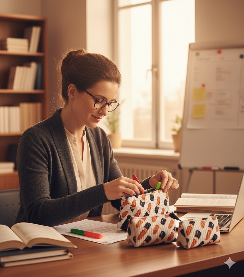 Set of 3 cosmetic bag/pouches with waterproof lining