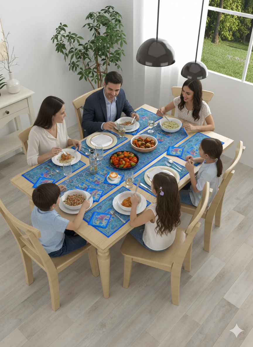 Banarasi Table Set with 1 Runner, 6 mats and 6 coasters