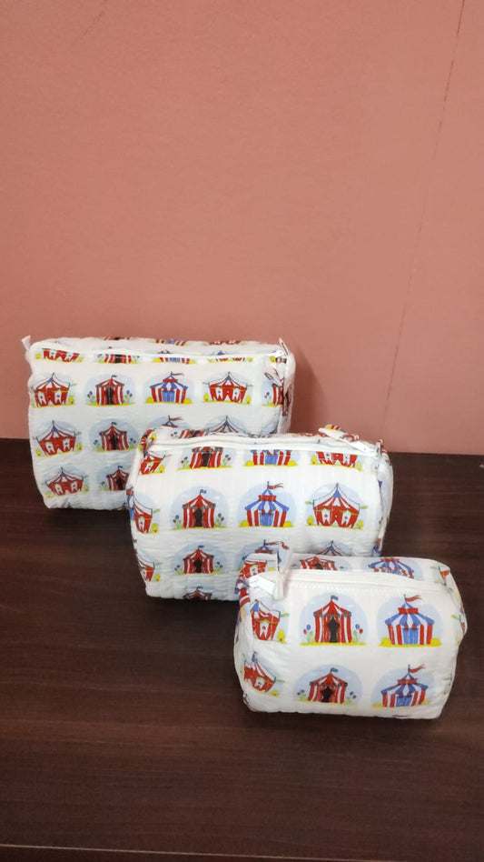 Set of 3 cosmetic bag/pouches with waterproof lining