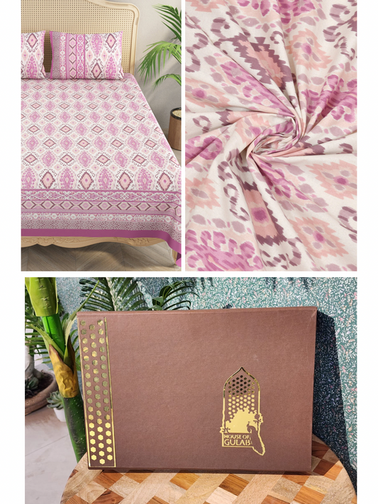 Gift Box with Large Cotton Bedsheet with 2 Pillow Covers