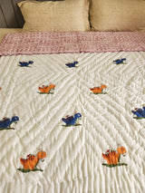 Handblock printed Cotton Reversible Kids Razai/ Quilt- 60x90 inches
