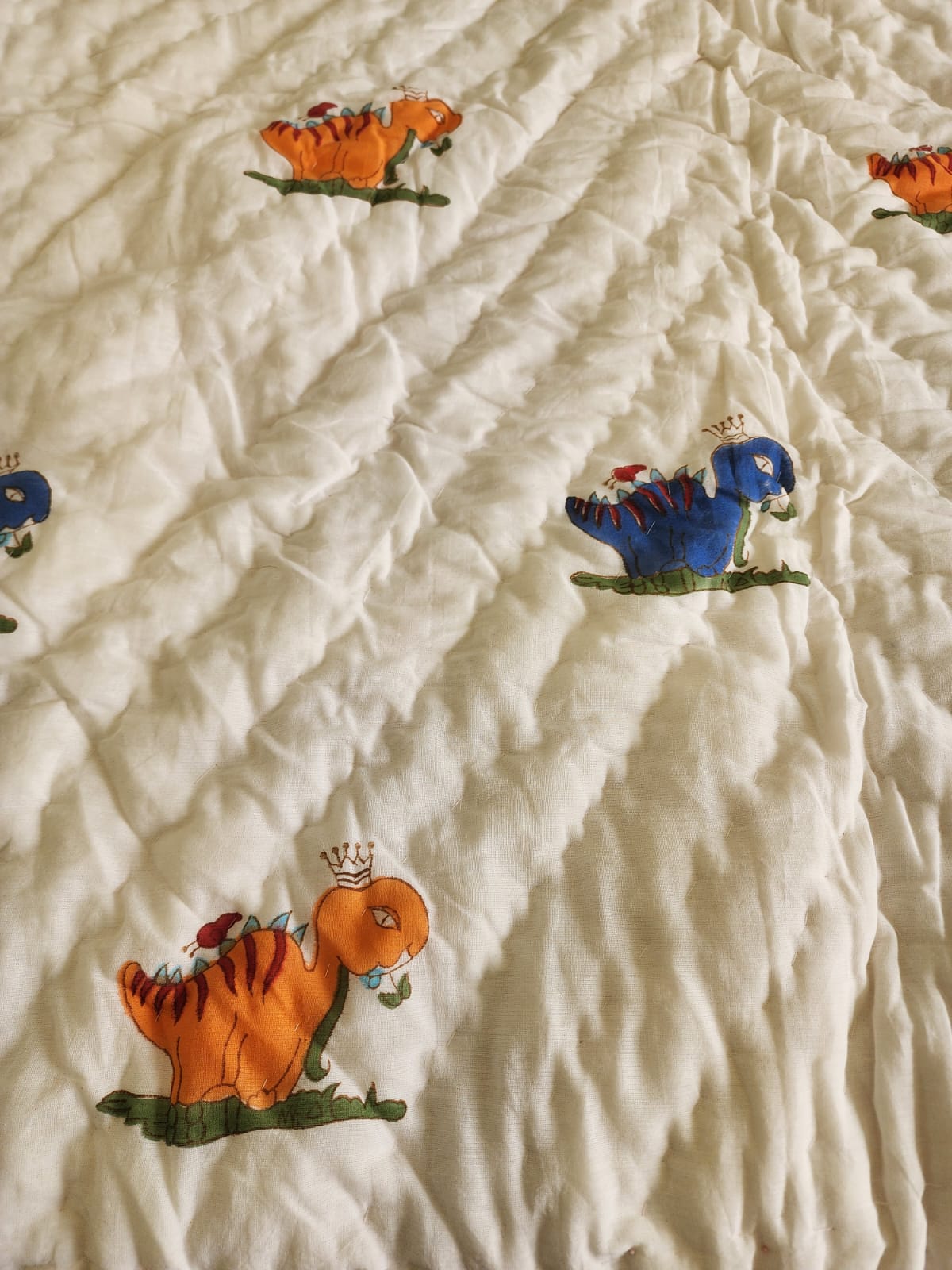 Handblock printed Cotton Reversible Kids Razai/ Quilt- 60x90 inches