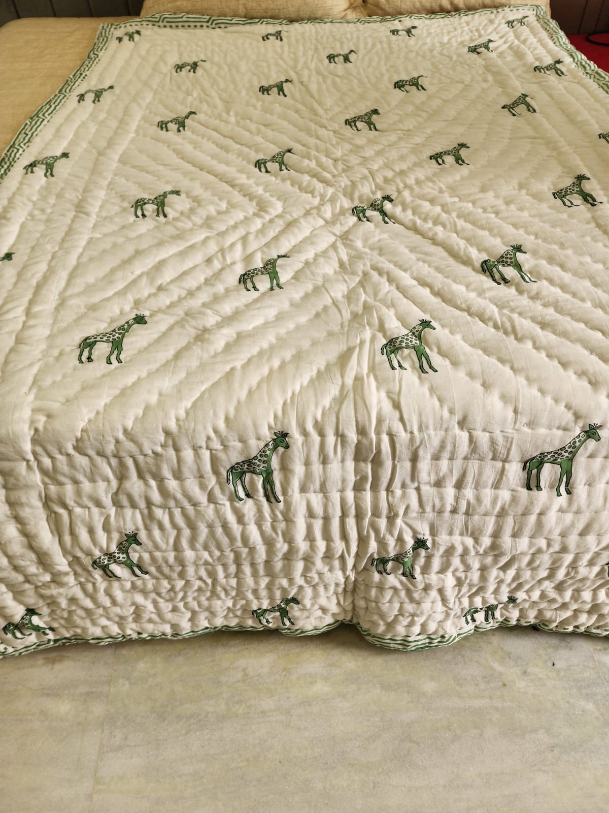 Handblock printed Cotton Reversible Kids Razai/ Quilt- 60x90 inches