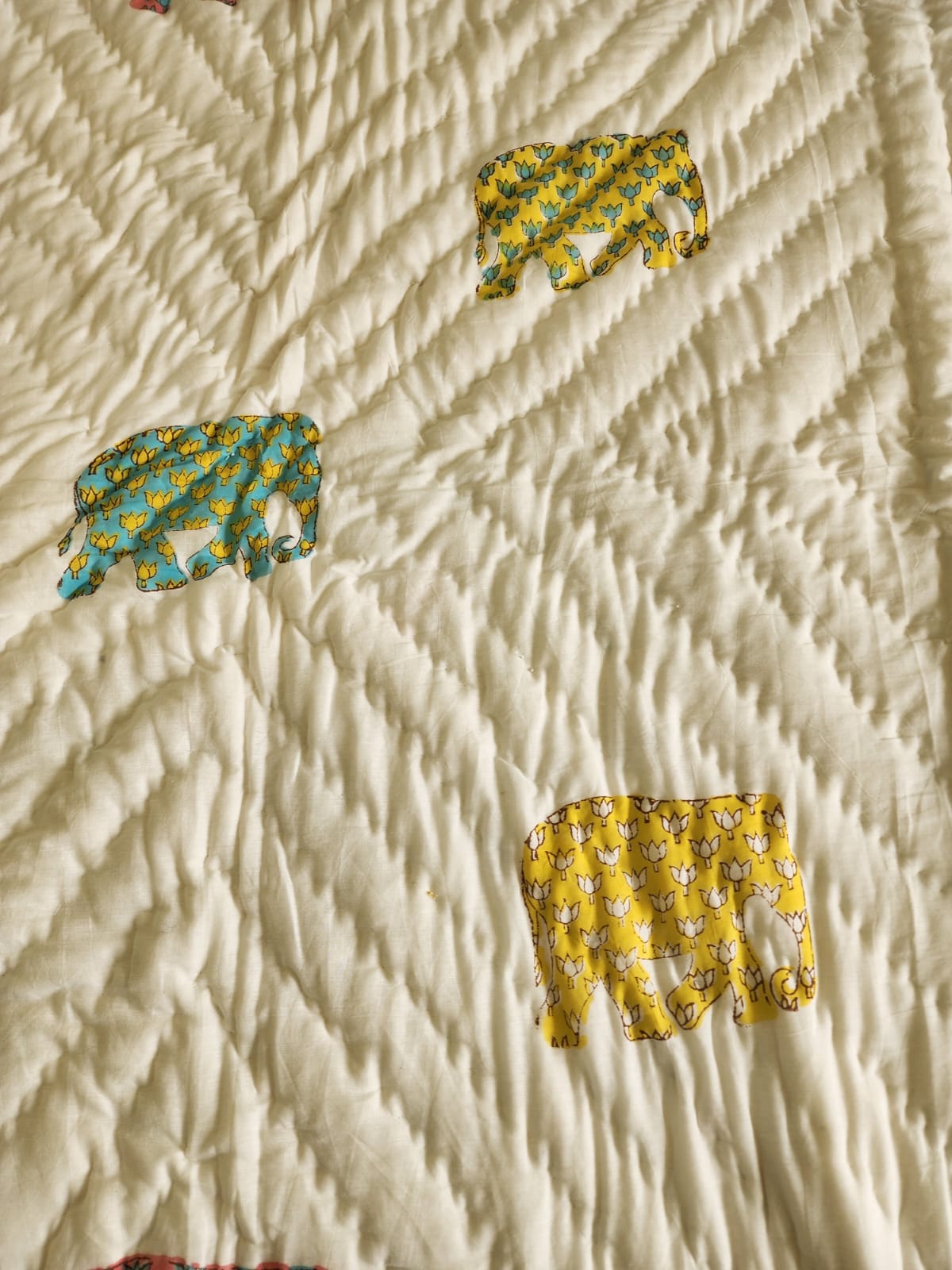 Handblock printed Cotton Reversible Kids Razai/ Quilt- 60x90 inches