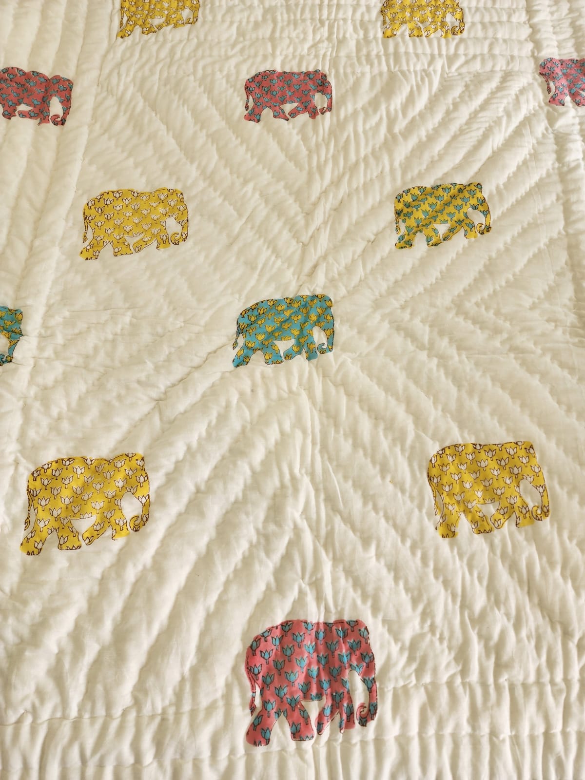 Handblock printed Cotton Reversible Kids Razai/ Quilt- 60x90 inches