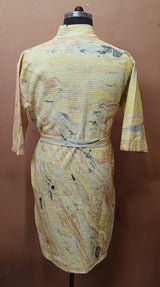 Unisex Marble Print Waffle Cotton Bathrobe- Free Size