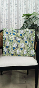 Handblock Printed Quilted Tote Bag with concealed zip ( 17x18x 6 inches)