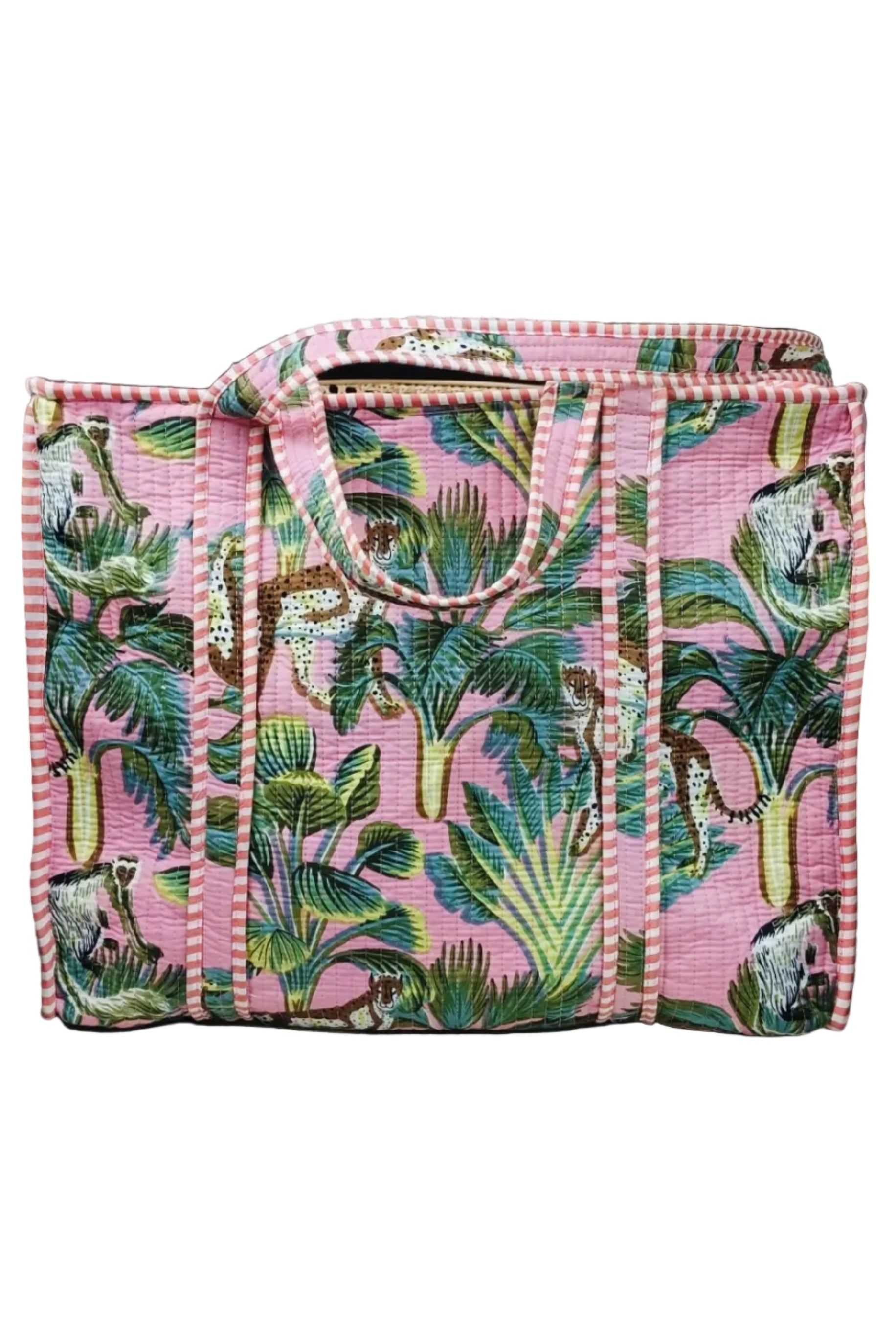 Handblock Printed Quilted Tote Bag with concealed zip ( 17x18x 6 inches)