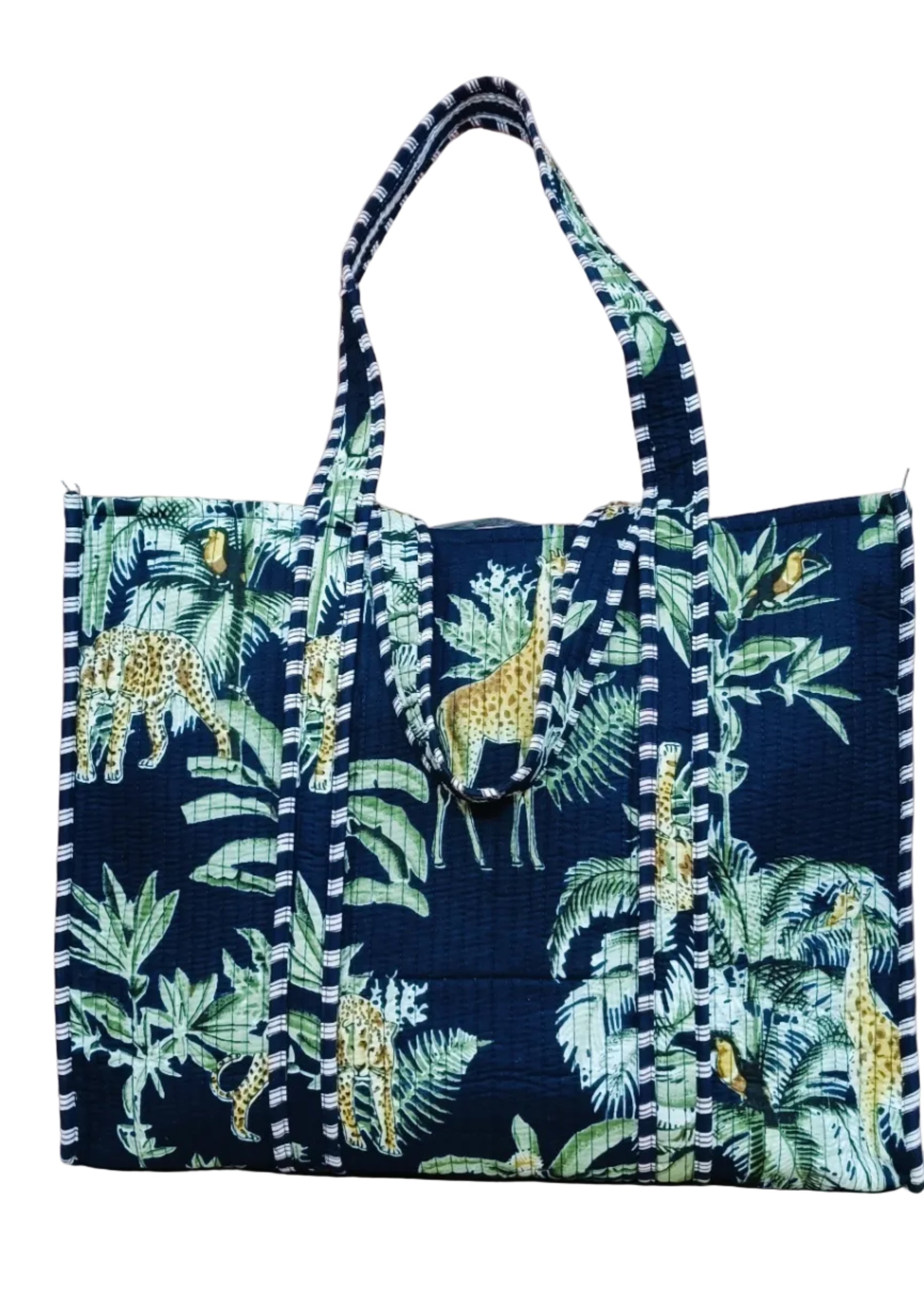 Handblock Printed Quilted Tote Bag without zip/button 17x18x 6 inches
