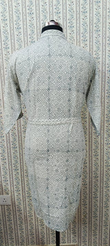 Waffle Cotton Handblock Printed Unisex Bathrobe - Free Size