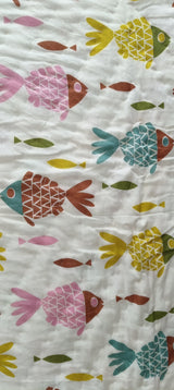 Handblock Printed Cotton Reversible Crib Blanket for Babies - 40X60 Inches