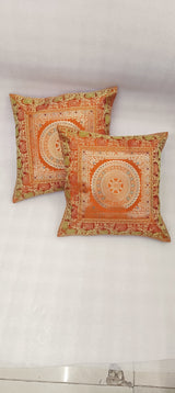 Set of 2 Banarasi Zari Cushion Cover - 16X16 Inches