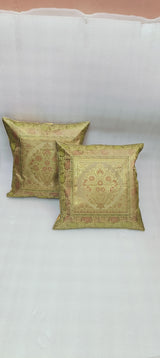 Set of 2 Banarasi Zari Cushion Cover - 16X16 Inches