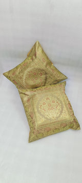 Set of 2 Banarasi Zari Cushion Cover - 16X16 Inches
