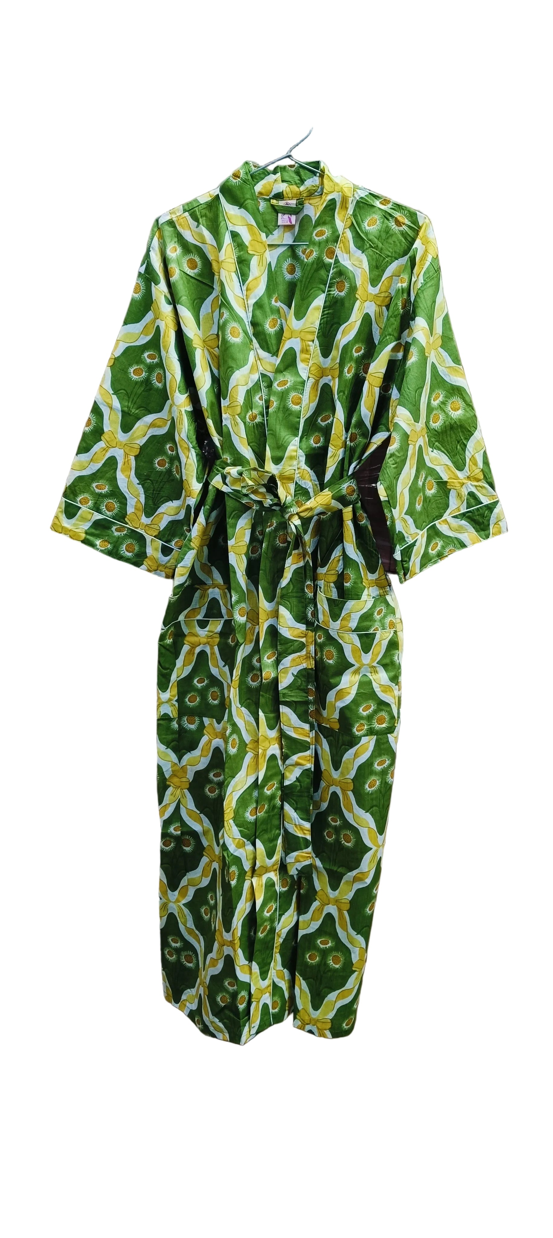 Cotton Kimono Handblock Printed Unisex Bathrobe - Free Size