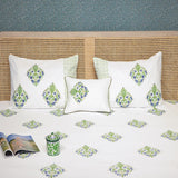 Extra Soft Percale Cotton Super King Handblock Print Bedsheet with 2 Pillow Covers + 1 Sham Pillow Cover