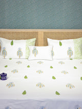 Extra Soft Percale Cotton Super King Handblock Print Bedsheet with 2 Pillow Covers + 1 Sham Pillow Cover