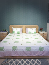 Extra Soft Percale Cotton Super King Handblock Print Bedsheet with 2 Pillow Covers
