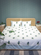 Extra Soft Percale Cotton Super King Handblock Print Bedsheet with 2 Pillow Covers