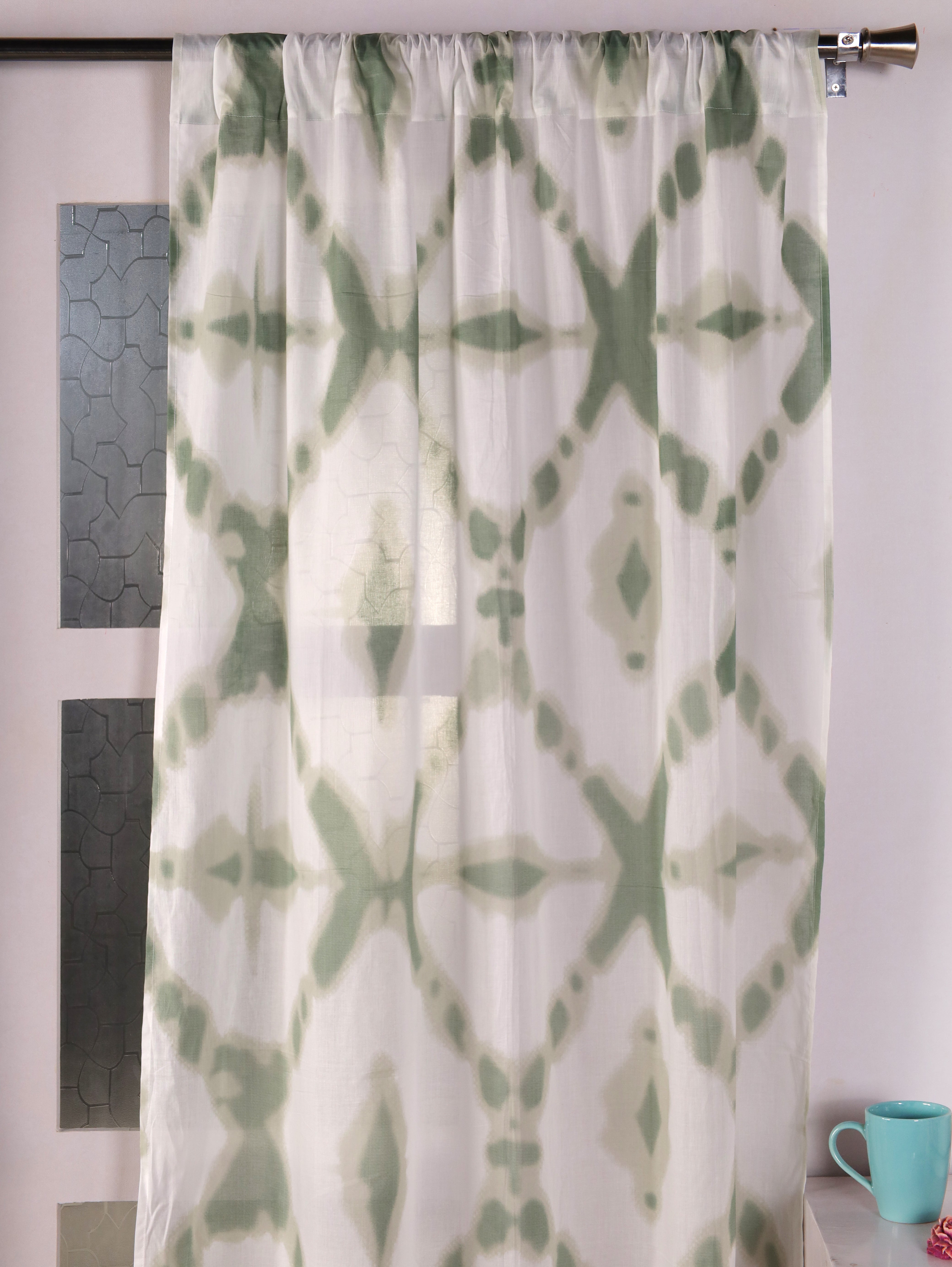 Cotton Ethnic motifs Transparent Curtains - Set of 2 - 7X4 feet