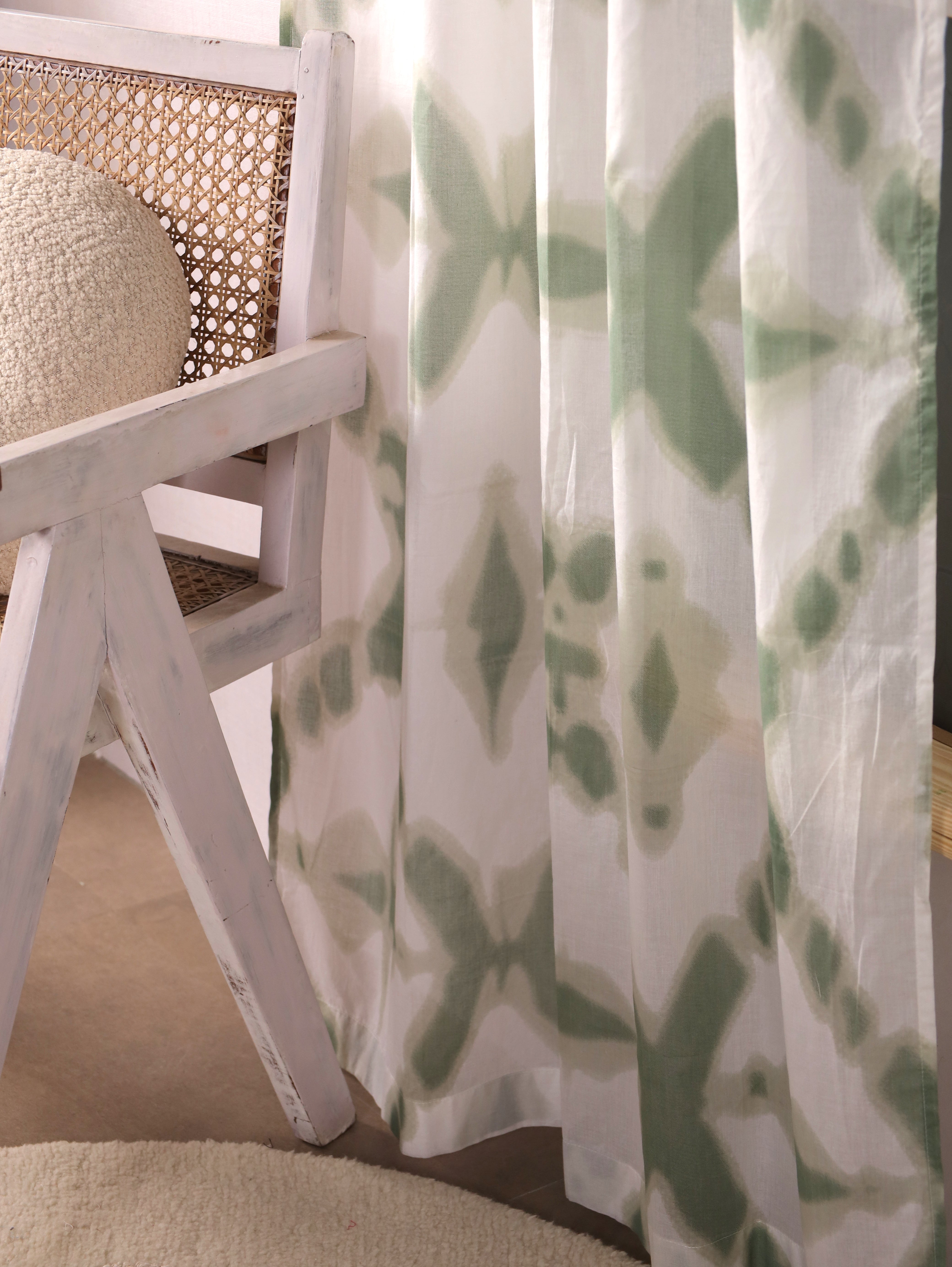 Cotton Ethnic motifs Transparent Curtains - Set of 2 - 7X4 feet