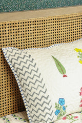 Handblock Printed Reversible Paani Jaal Quilted Bedcover with 2 Pillow Covers