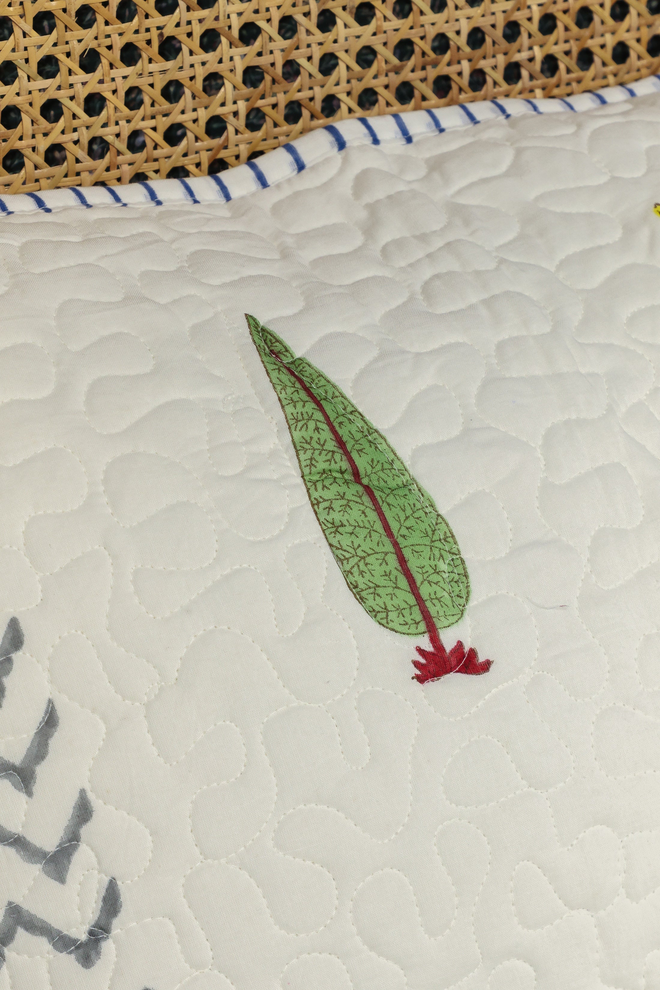 Handblock Printed Reversible Paani Jaal Quilted Bedcover with 2 Pillow Covers