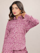 Mugal Print on Pink Cotton Shirt Set for Women