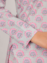 Mughal Print on Lavender Cotton Shirt Set for Women
