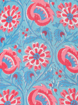 Floral Print on Blue Cotton Shirt Set for Women