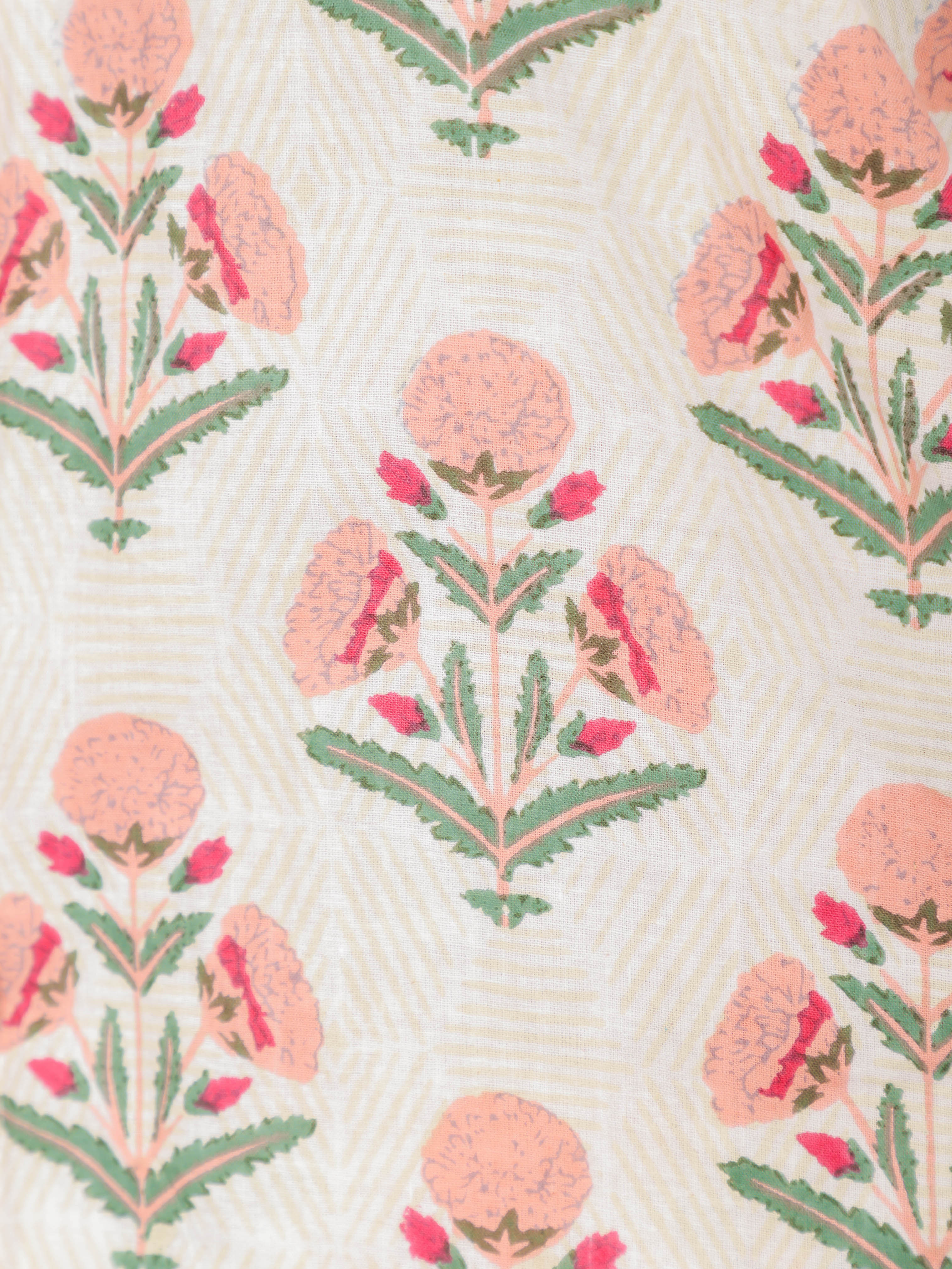 Mughal Print on White Cotton Shirt Set for Women