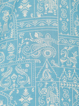 Art Print on Sky Cotton Shirt Set for Women