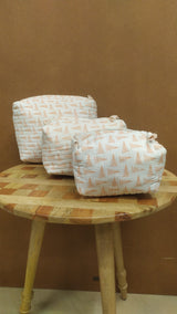 Set of 3 cosmetic bag/pouches with waterproof lining